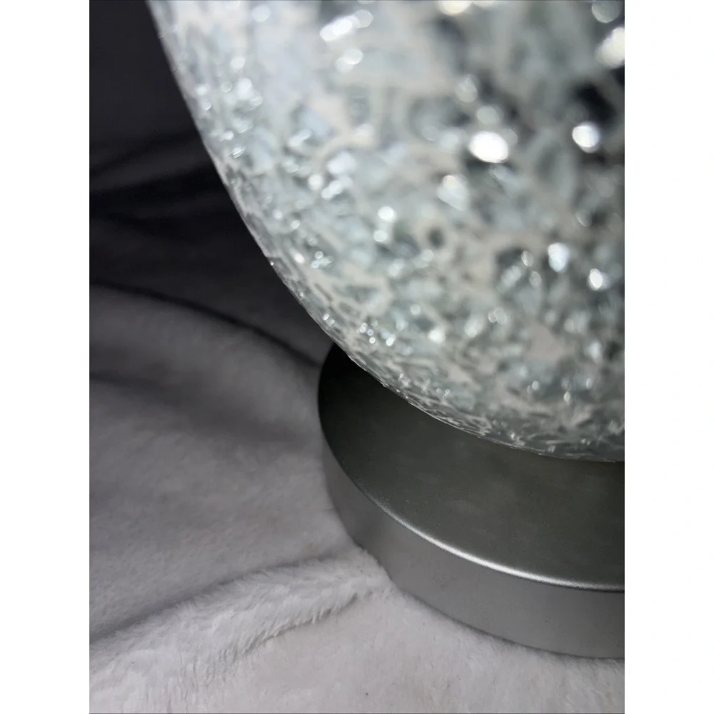 Mosaic Silver White Crackle Glass Table Lamp 10